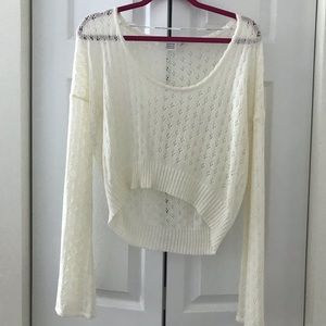 Ivory/Cream Long Sleeve Crop Sweater